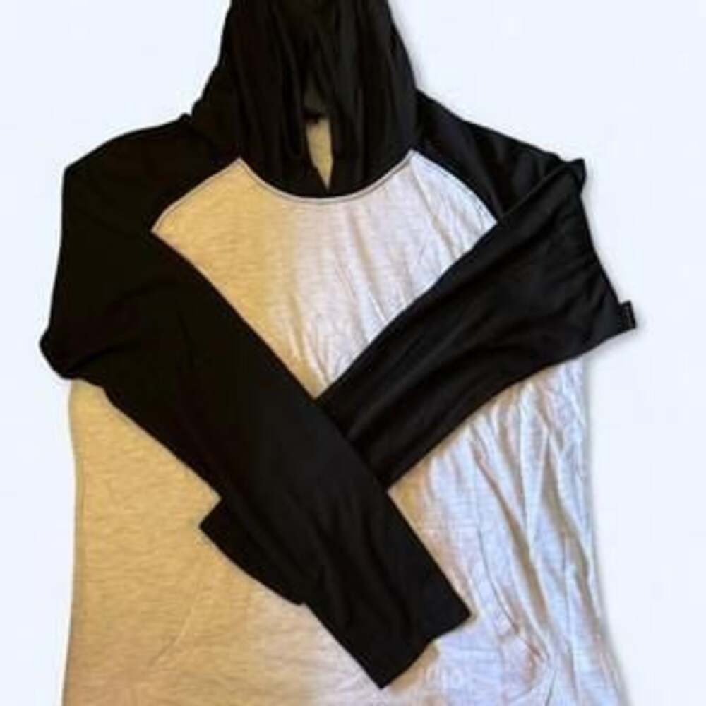 Burnside White and Black Colorblock Long Sleeve Hoodie - Men's L